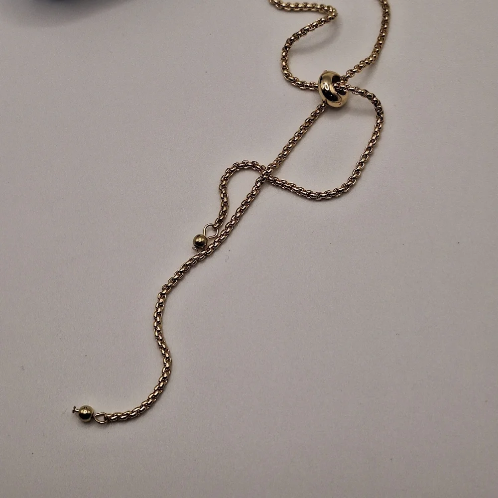 Gold Slider Necklace | Pearl Drop Pendant Necklace | Minimal Elegant Jewelry - Picture 7 of 8